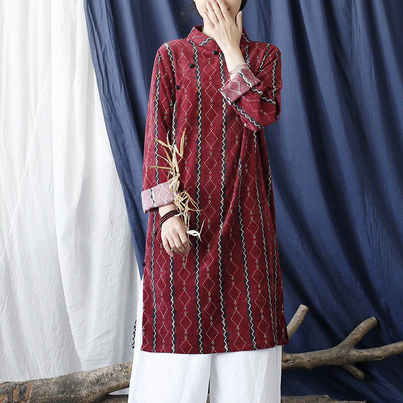 ワンピース お洒落なデザイン　コーディロイ秋冬用　2263