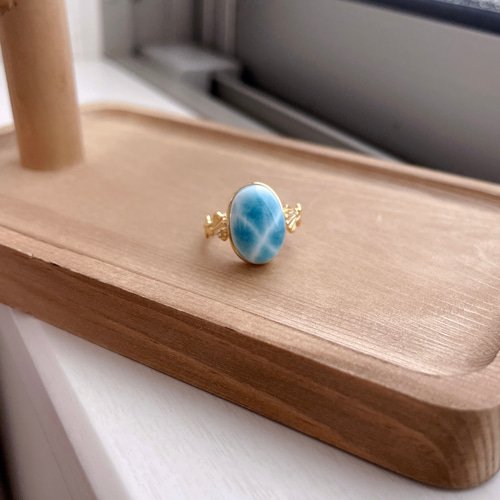 天然無処理 ラリマー デザインリング シルバーs925 No4529 指輪