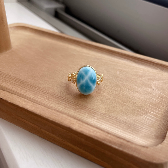 天然ラリマー シルバー 天然無処理 ラリマー デザインリング シルバー