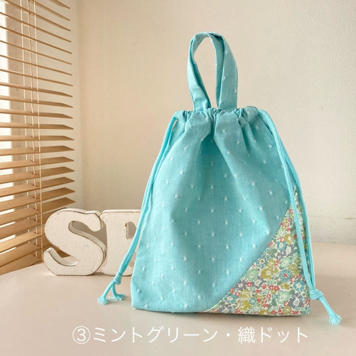 ハンドメイド♡リバティ　持ち手付き巾着 ピンク再入荷！♦︎day to day♦︎ 持ち手付き巾着(小)リバティ