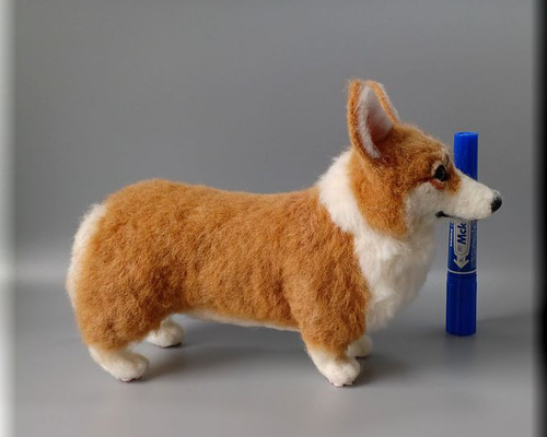 羊毛フェルト 犬 ウェルシュ・コーギー コーギー 犬フィギュア 羊毛