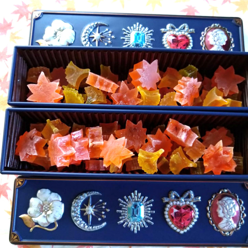 Creema限定』「小さい秋見つけた!」紅葉と銀杏の琥珀糖 和菓子、可愛い