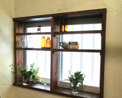 サイズ指定の、窓の内側に付ける棚 受注生産品 棚・シェルフ・ラック