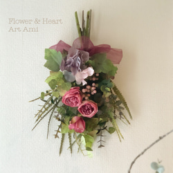 バラ(薔薇)のスワッグ 落ち着いたナチュラルな雰囲気 花束 アーティフィシャルフラワー アートフラワー フラワーギフト 2枚目の画像