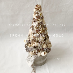 木の実のクリスマスツリー=ブラウン＆アイボリー＆ゴールド 3枚目の画像