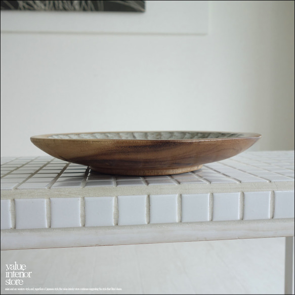 モンキーポッド総無垢材 デコレーショントレイGY 菓子鉢 小物入れ 飾り皿 木製 手作り エスニック ハンドメイド 5枚目の画像