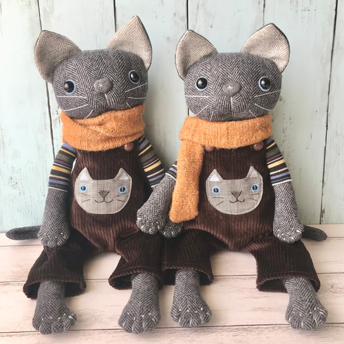 ポッケにゃん♡エキゾチック子猫ちゃん♡アートドール♡ぬいぐるみ♡ラビットファー調 アートドール☆ぬいぐるみ☆お腹ぽっこり～エキゾチック子猫