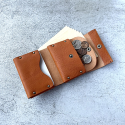 三つ折りミニ財布　三つ折りコンパクト財布　【シボ入り栃木レザー】 10枚目の画像