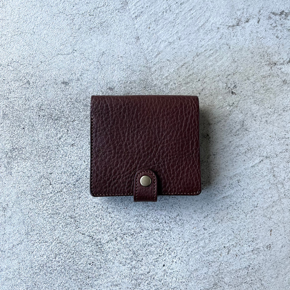二つ折りミニ財布　二つ折りコンパクト財布　【シボ入り栃木レザー】 6枚目の画像