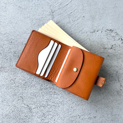二つ折りミニ財布　二つ折りコンパクト財布　【シボ入り栃木レザー】 8枚目の画像