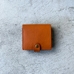 二つ折りミニ財布　二つ折りコンパクト財布　【シボ入り栃木レザー】 3枚目の画像