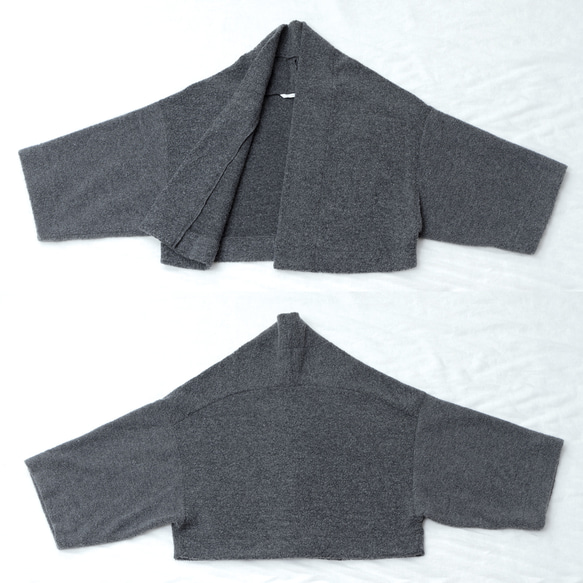 細羊毛圍巾披肩開襟衫/上衣灰色 第13張的照片