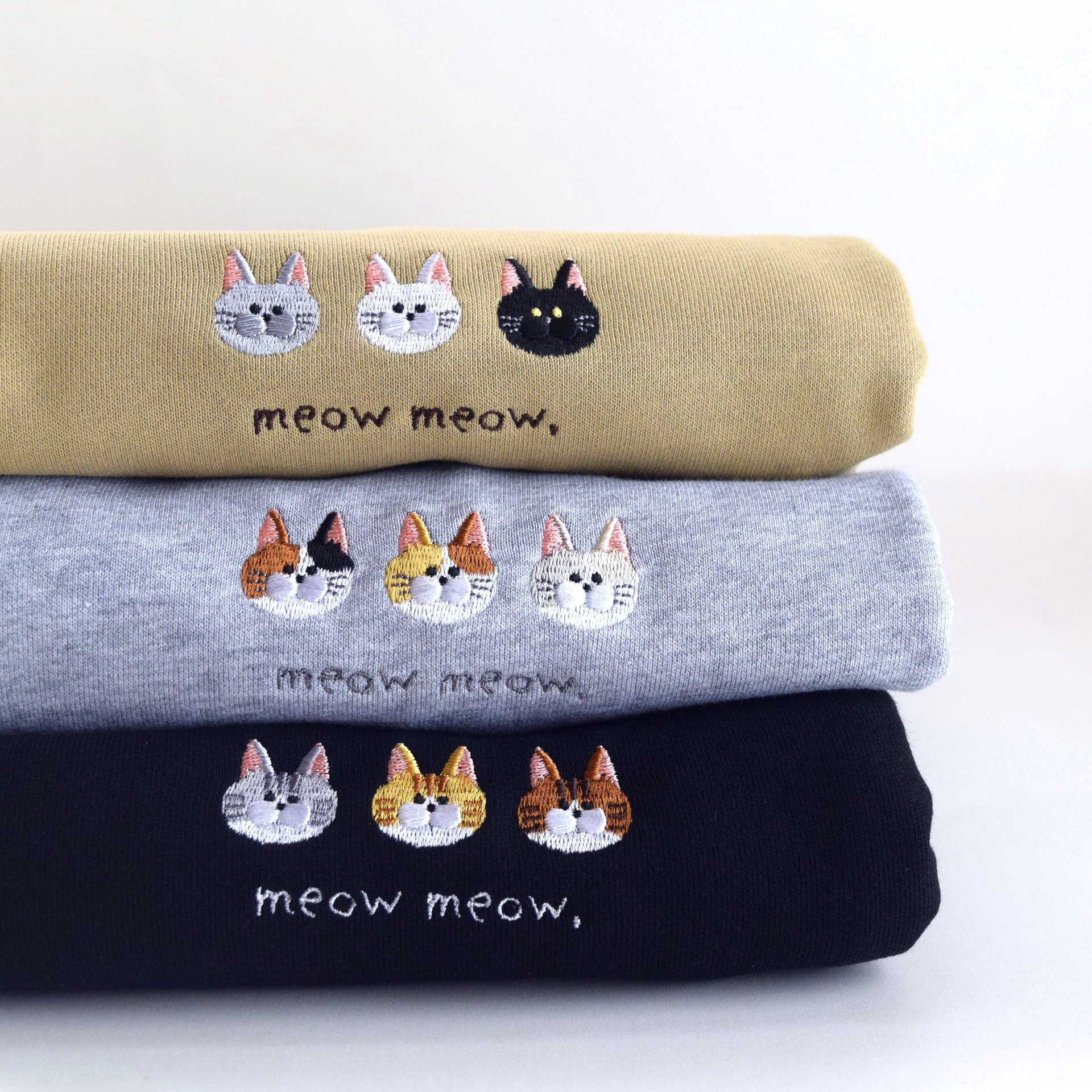 選べる6柄！ねこ刺繍スウェット 《ミックスグレー・ブラック