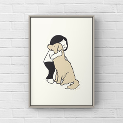 ゴールデンレトリバー【親友】A4ポスター　犬　ペット　イラスト　うちの子 1枚目の画像