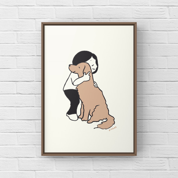ゴールデンレトリバー【親友】A4ポスター　犬　ペット　イラスト　うちの子 2枚目の画像