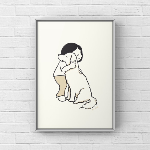 ゴールデンレトリバー【親友】A4ポスター 犬 ペット イラスト うちの子