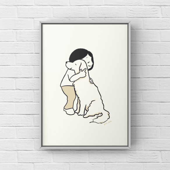 ゴールデンレトリバー【親友】A4ポスター　犬　ペット　イラスト　うちの子 3枚目の画像