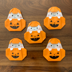 折り紙ハロウィンかぼちゃおばけ15個 2枚目の画像