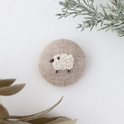 ひつじ 手刺繍ミニブローチ/ヘアゴム ブローチ Chalet de Pon 通販