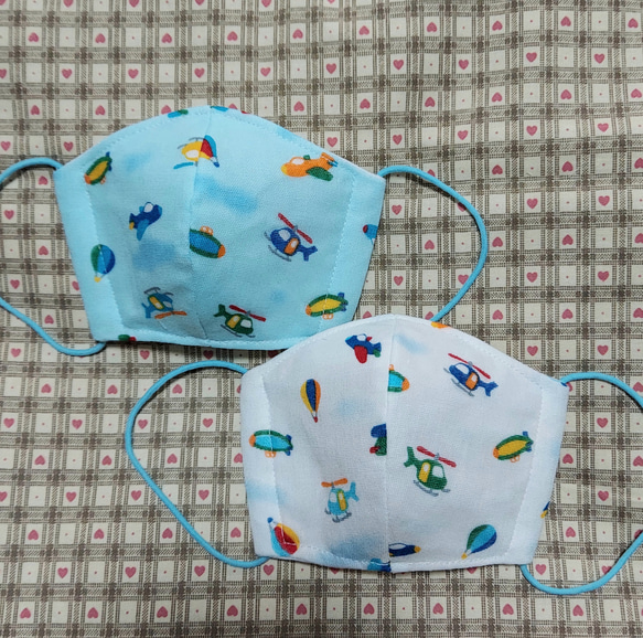 ハンドメイド、空飛ぶ乗り物柄の幼児用立体マスク、白、水色 人気・おすすめ｜安定人気・収納便利におすすめ 期間限定割引 配送追跡可 国内発送・短納期対応
