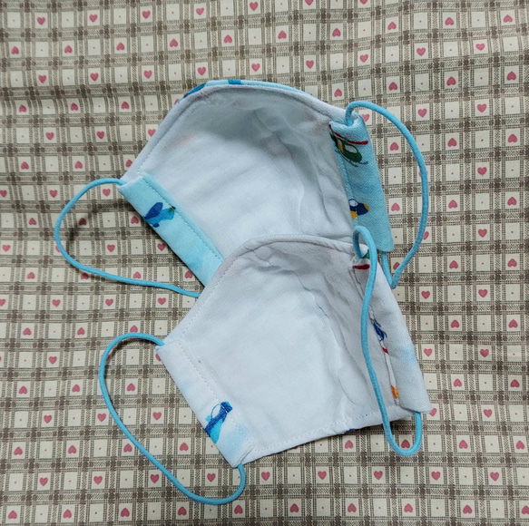 ハンドメイド、空飛ぶ乗り物柄の幼児用立体マスク、白、水色 人気・おすすめ｜安定人気・収納便利におすすめ 期間限定割引 配送追跡可 国内発送・短納期対応