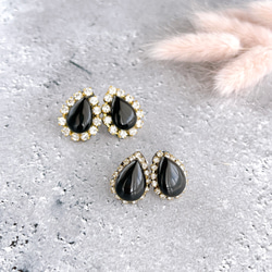 No.278 ドロップビーズとラインストーンのピアス ハンドメイド セール】 ◇スタッズストーンドロップピアス （アクセサリー
