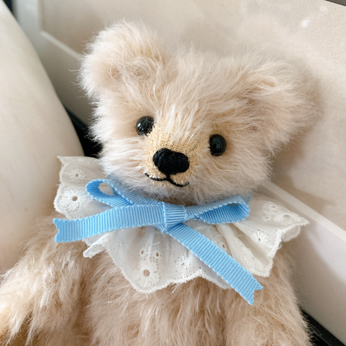 Nana Bee.♡ハンドメイド テディベア 16㎝ ベージュグレー ぬいぐるみ