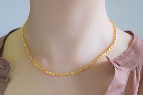 Wide rope chain necklace チェーンネックレス　18KGP　ゴールド　チョーカー 7枚目の画像