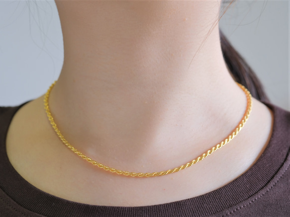 Wide rope chain necklace チェーンネックレス　18KGP　ゴールド　チョーカー 4枚目の画像