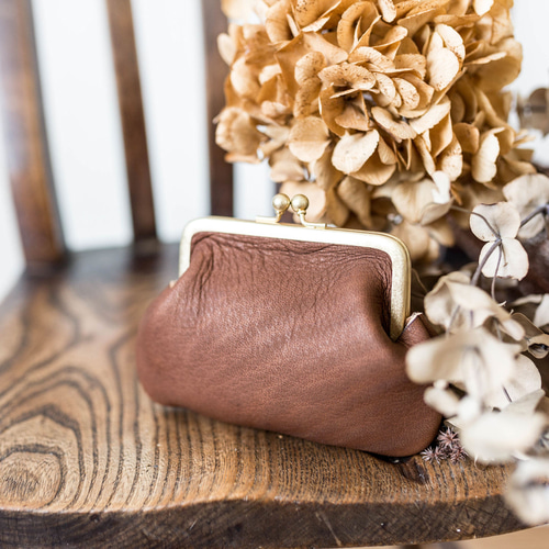 大人の鹿革がま口財布 / チョコ その他ミニ財布・コンパクト財布 +K