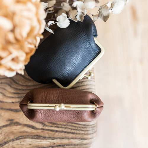 大人の鹿革がま口財布 / チョコ その他ミニ財布・コンパクト財布 +K