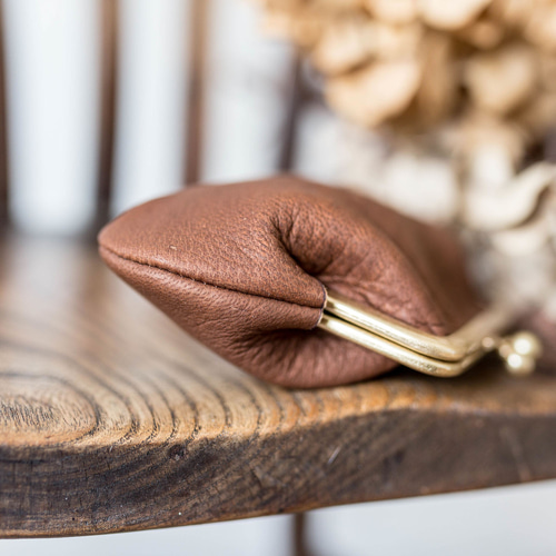 大人の鹿革がま口財布 / チョコ その他ミニ財布・コンパクト財布 +K
