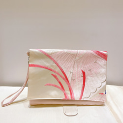 PCバッグ 13インチ 着物帯リメイク 赤 金 松 桜 もみじ 日本製