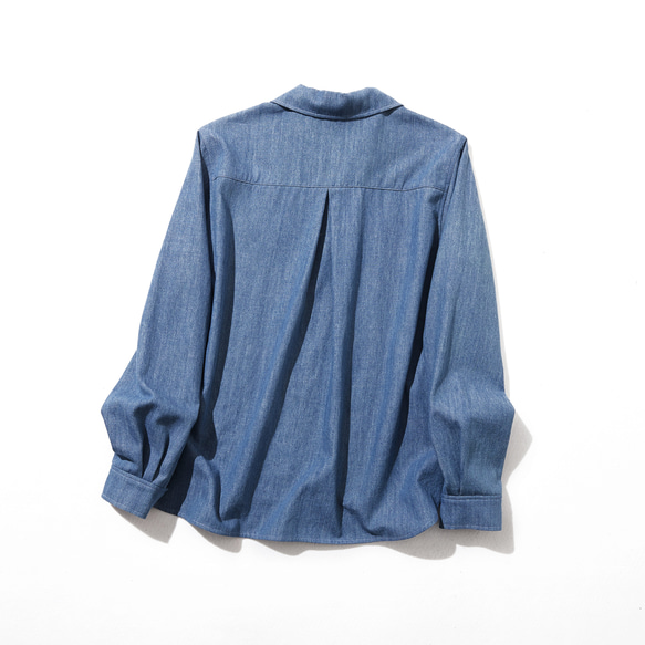 シルエットに一目惚れ、お洒落な一着。デニムオープンシャツブラウス  長袖ブラウス220905-1 12枚目の画像
