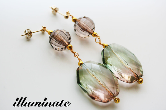 手染めビーズ*020 日本庭園 ピアス（スタッド・一粒） 桜庭 佑実