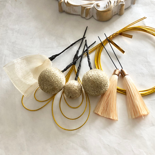 ꕤ和玉などアレンジパーツ金箔付ꕤ ウェディング 前撮り 髪飾り ヘア