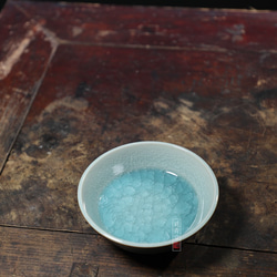 氷生湖藍皿【共箱】水色氷裂貫入　現代龍泉青磁　贈り物コレクション 10枚目の画像