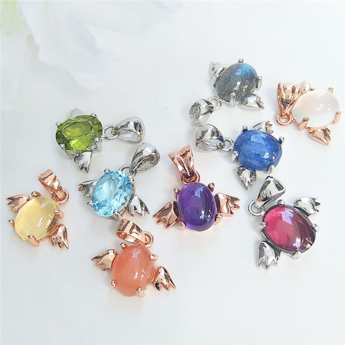 天然石 天使 プチ・ペンダントトップ silver925 ラブラドライト