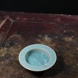 氷生湖藍皿【共箱】水色氷裂貫入　現代龍泉青磁　贈り物コレクション 10枚目の画像