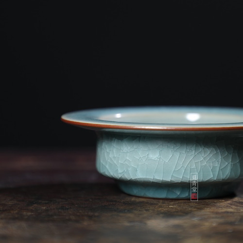 中国冰裂貫入四方皿宋時代木箱付き XG5-5