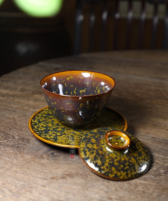 結晶釉蓋碗　ティーカップ　陶芸作品　コレクション　贈り物 6枚目の画像