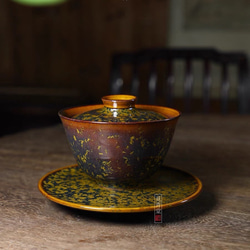 結晶釉蓋碗　ティーカップ　陶芸作品　コレクション　贈り物 1枚目の画像