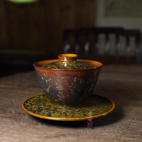 結晶釉蓋碗 ティーカップ 陶芸作品 コレクション 贈り物 ティー