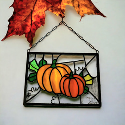 ステンドグラスハロウィンのパネル