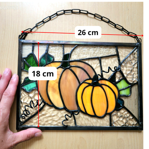 壁掛け 窓掛け ハロウィン雑貨 パンプキン ステンドグラスパネル