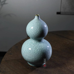 白氷氷生花瓶 置物【共箱】白い氷裂貫入 現代龍泉青磁 陶芸作品 白氷氷生花瓶 置物【共箱】白い氷裂貫入 現代龍泉青磁 陶芸作品