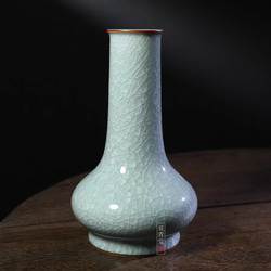 官窯氷割れ片碗を開きます  工芸品 美術品 置物 氷生白氷瓶 花器【共箱】白い氷裂貫入 陶芸作品 贈り物