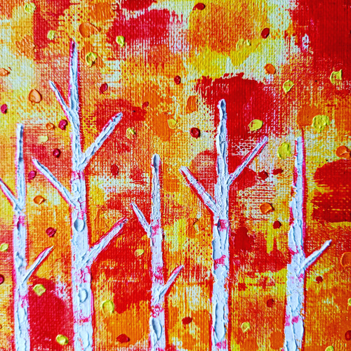白樺の紅葉】#油彩画 #芸術 #油絵 #絵 #アート #oilpainting