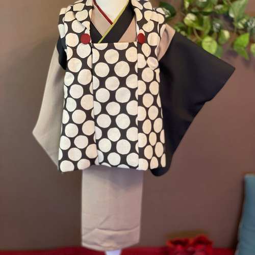 3歳七五三高級ちりめん着物&ふんわりドット被布セット 着物 WA.TSUKI