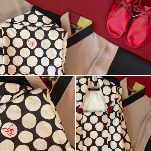 3歳七五三高級ちりめん着物&ふんわりドット被布セット 着物 WA.TSUKI